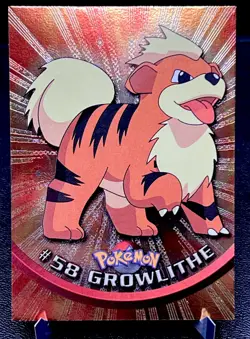 Growlithe #58 NM Sweet Textured Holo Second Print Black Topps Logo Pokemon Card! - Image 1
