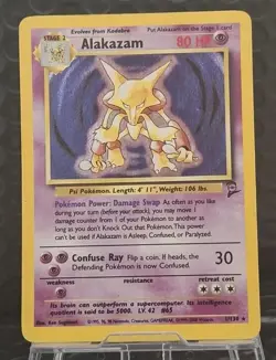 Alakazam 1/130 WOTC Base Set 2 Unlimited Holo Rare Holo Holo Pokemon Card TCG MP - Image 1