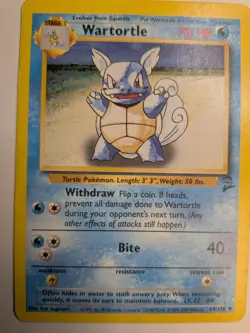 Wartortle 63/130 Base Set 2 Uncommon Vintage Pokemon Card WOTC TCG English - Image 1