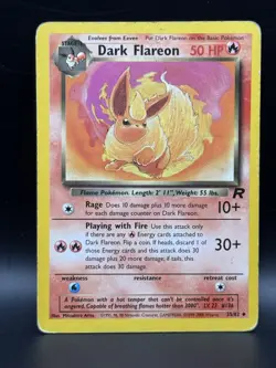 Pokemon TCG Dark Flareon 35/82 Nice Card Team Rocket 2000 Rare Vintage Card - Image 1