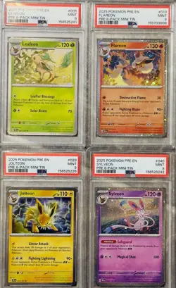 Costco Prismatic Evolutions 8-pack mini tin Promo Full Set PSA 9. 8 Cards - Image 3