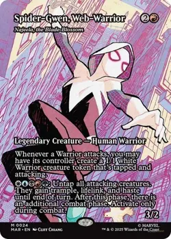 Spider-Gwen, Web-Warrior 0024 ~ **Borderless** Mythic MTG Marvel Spider-man - Image 1