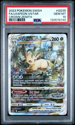 2023 POKEMON SWORD & SHIELD CROWN ZENITH #GG35 FULL ART/LEAFEON VSTAR PSA 10 - Image 1