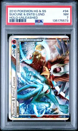 2010 POKEMON HEARTGOLD & SOULSILVER UNLEASHED SUICUNE & ENTEI LEGEND-HOLO PSA 7 - Image 1