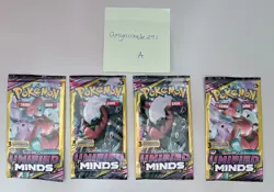 4x Unified Minds Booster Pack Pokemon TCG 3 Card Pack (4 Packs) A - Image 1