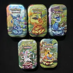 Pokemon TCG Mini Tin Lot of 5 EMPTY Eeveelutions Art Tins *2 Art Cards*No Packs* - Image 1