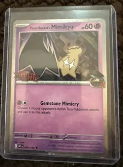 Team Rocket's Mimikyu Pre Release STAMPED Promo Destined Rivals Pokemon - Image 1