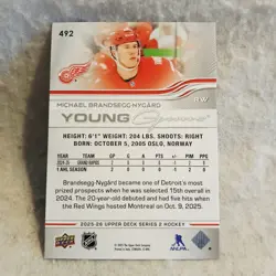 2025-26 Upper Deck Young Guns Michael Brandsegg-Nygard Rookie Card RED WINGS - Image 5