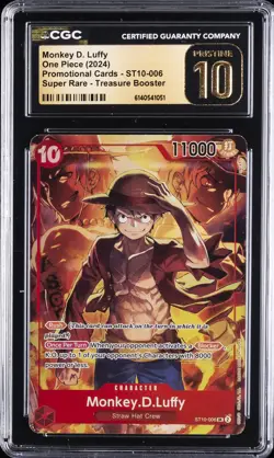 2024 ONE PIECE PROMOS #ST10-006 MONKEY D. LUFFY CGC 10 PRISTINE - Image 1