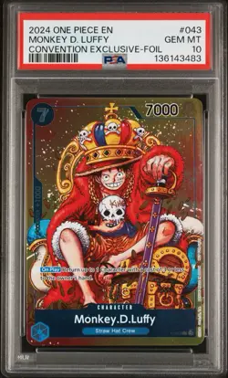 NO TARIFF - PSA 10 - Monkey D. Luffy P-043 - One Piece Convention Exclusive Foil - Image 1