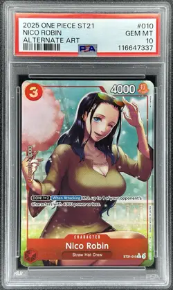 One Piece Nico Robin Alternate Art #ST21-010 GEAR5 (PSA 10) - Image 1