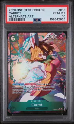 Bandai One Piece CCG Carrot EB03-013 EB03 Alt Art Holo Special PSA 10 EN (2026) - Image 1