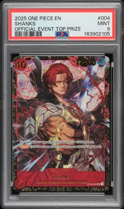 2025 ONE PIECE PROMOS OFFICIAL EVENT TOP PRIZE #004 SHANKS PSA 9 - Image 1