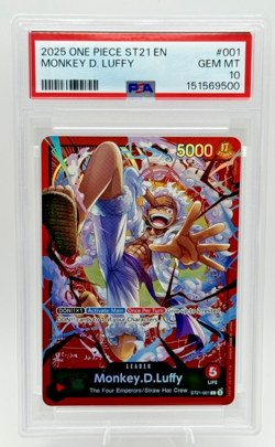2025 One Piece - ST21-EX Gear 5 Monkey.D.Luffy Red Leader ST21-001 PSA 10 - Image 1