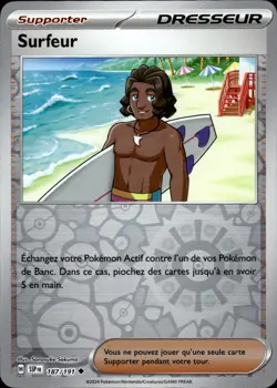 Carte Pokemon SURFEUR 187/191 REVERSE EV08 Etincelles Deferlantes SSP FR NEUF - Image 1