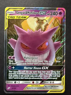 Pokemon TCG Gengar & Mimikyu GX Holo Ultra Rare Card 53/181 Tag Team NM - Image 1