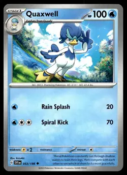 Quaxwell 53/198 Pokemon Card Scarlet & Violet Uncommon 100 HP Near Mint WZ - Image 1