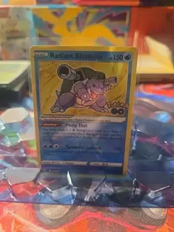 Pokemon Radiant Blastoise 018/078 Pokemon Go TCG Holo Rare NM Double Sleeved - Image 1