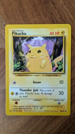 Pokemon TCG Pikachu Base Set 58/102 Yellow Cheeks 1999 WOTC Vintage - Image 1