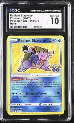 CGC 10 RADIANT BLASTOISE 018 POKEMON GO - Image 1