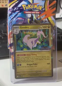 Pokemon TCG Goodra MEP 077 Chaos Rising Stamped Prerelease Black Star Promo - Image 1