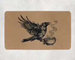 Cute Crow Ramen Playmat - Kawaii Anime Style Gaming Mat for MTG, YuGiOh, TCG - Image 1