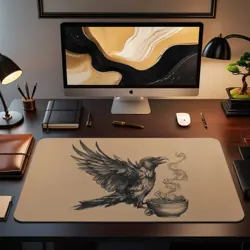 Cute Crow Ramen Playmat - Kawaii Anime Style Gaming Mat for MTG, YuGiOh, TCG - Image 2