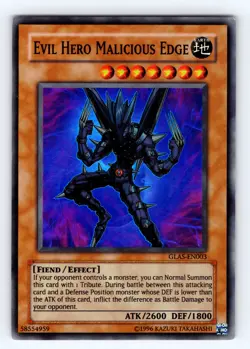 Yugioh Evil Hero Malicious Edge GLAS-EN003 Super Rare - LP 💎 - Image 1