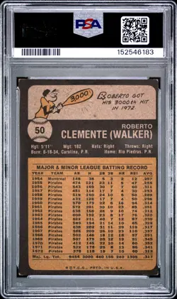 1973 TOPPS #50 ROBERTO CLEMENTE PSA 3 - Image 2