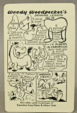 1954 Woody Woodpecker Drawing Lessons Card #19 cereal premium high grade - Image 2