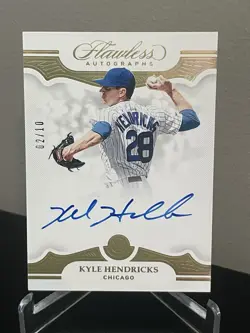 2019 Panini Flawless Gold Autograph Kyle Hendricks On Card Auto /10 Chicago Cubs - Image 1