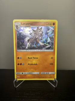 Lycanroc 76/147 Burning Shadows Cracked Ice Holo Pokemon Card - Image 1