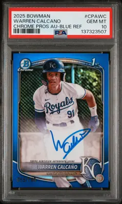 Warren Calcano PSA 10 True Blue Autograph /150 2025 Bowman Chrome #CPA-WC - Image 1