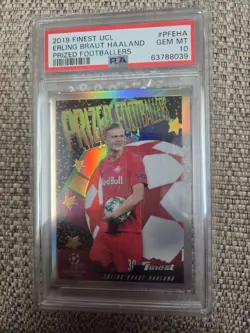 Topps Finest UCL 2019-20 Erling Haaland Prized Footballers PF-EHA RC PSA 10 - Image 1