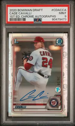 2020 BOWMAN DRAFT 1ST EDITION CHROME AUTOS #CDACCA CADE CAVALLI 28/30 PSA 9 AUTO - Image 1