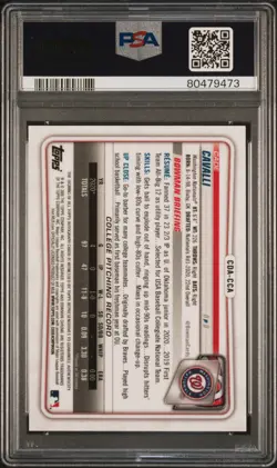 2020 BOWMAN DRAFT 1ST EDITION CHROME AUTOS #CDACCA CADE CAVALLI 28/30 PSA 9 AUTO - Image 2