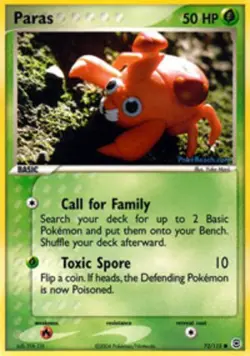 1x Paras - 72/112 - Common Heavily Played Pokemon EX - FireRed & LeafGreen - Image 1