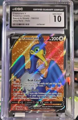 Cramorant V Full Art Ultra Rare Holo CGC 10 Pokemon Sword & Shield 198/202 - Image 1