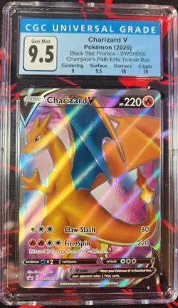 CGC Blue Label 9.5 GEM MINT Charizard V SWSH050 2020 Pokemon Black Star Promo - Image 1