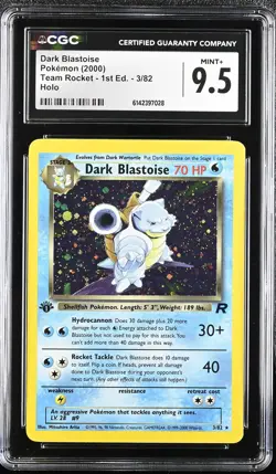 CGC 9.5 MINT+ Dark Blastoise 3/82 Team Rocket 1st Edition Holo Pokemon Card - Image 1