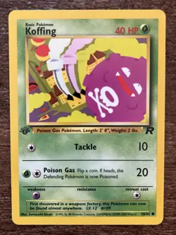 1st Edition Koffing 58/82 Team Rocket WOTC Vintage Pokemon Card Common NM - Image 1