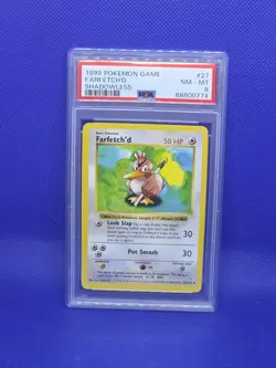 1999 Pokemon Base Set Farfetch'd Shadowless Card #27 PSA 8 - Image 1