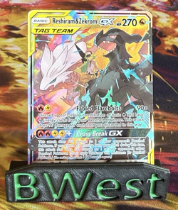Reshiram & Zekrom GX Cosmic Eclipse Ultra Rare 157 Pokemon Sun and Moon Tag Team - Image 1