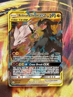 Reshiram & Zekrom GX Cosmic Eclipse Ultra Rare 157 Pokemon Sun and Moon Tag Team - Image 2