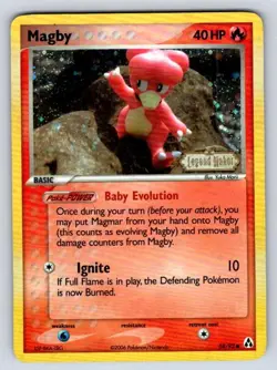 Magby 58/92 Common Legend Maker Pokemon Reverse Holo Damaged Creased - Image 1