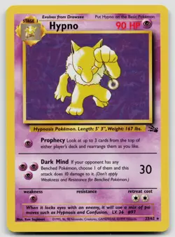 HYPNO 23/62 RARE FOSSIL POKEMON UNLIMITED NM - Image 1