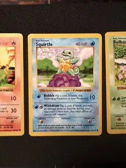Pokemon Shadowless Base Set Starter Trio Bulbasaur Squirtle Charmander LP - Image 2