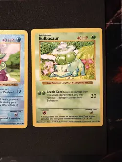 Pokemon Shadowless Base Set Starter Trio Bulbasaur Squirtle Charmander LP - Image 3