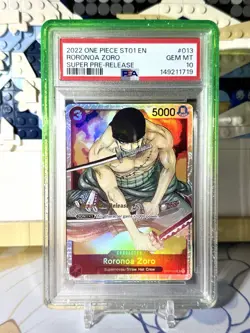 2022 ONE PIECE STARTER DECK ST01 SUPER PRE RELEASE #013 RORONOA ZORO PSA 10 ✅ - Image 1