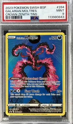 2023 Pokemon Crown Zenith ** GALARIAN MOLTRES ** Black Star Promo #284 💎PSA 9💎 - Image 1